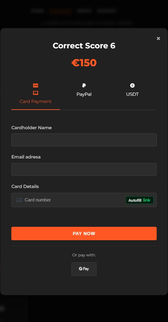 CorrectScore.pro Stripe payment integration