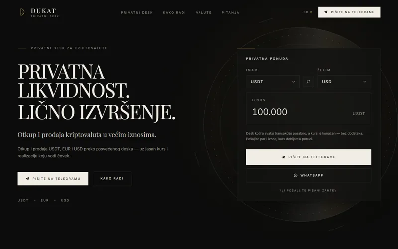 DUKAT Private Desk website, four languages