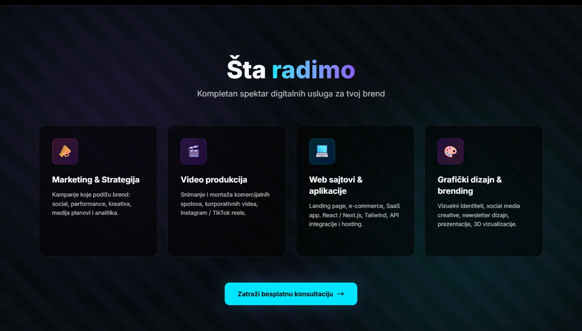 Sekcija sa četiri oblasti usluga